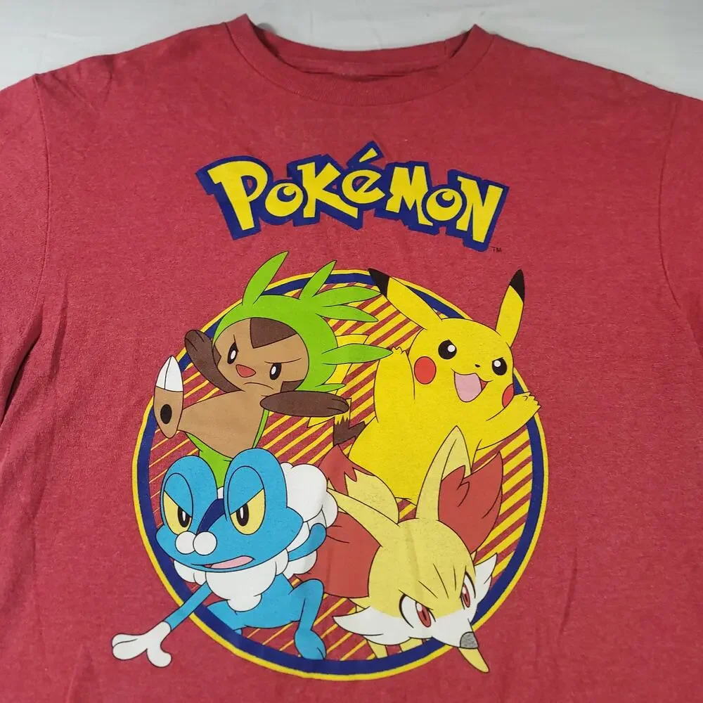 Pokemon Graphic Crew Neck Short Sleeve Shirt Youth Boys Size Extra Large XL Red